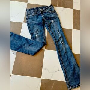 Vintage Miss Me boot cut jeans with elaborate pocket details 25 waist